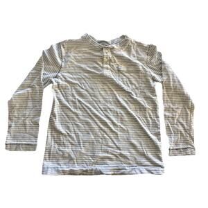 Crazy 8 Boys Henley Shirt M (7/8) Blue Stripe Long Sleeve Pocket Top